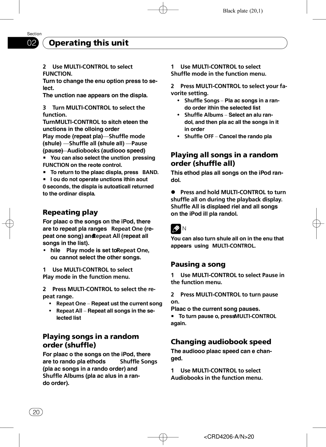 Pioneer DEH-P8950BT operation manual Repeating play, Playing all songs in a random order shuffle all, Pausing a song 