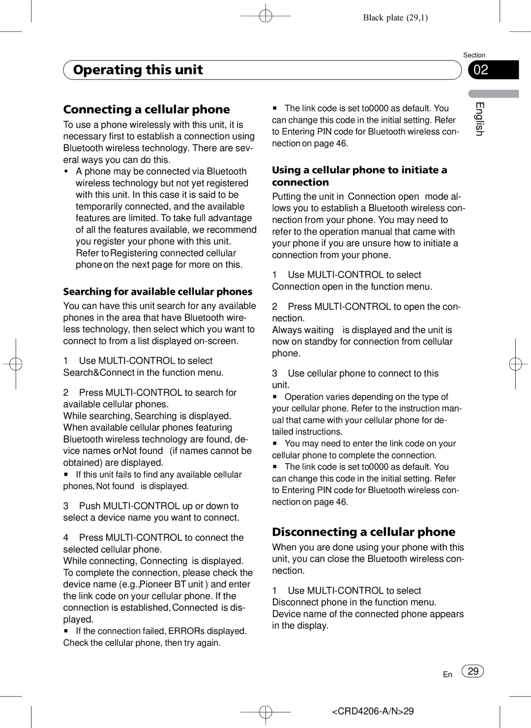 Pioneer DEH-P8950BT Connecting a cellular phone, Disconnecting a cellular phone, Searching for available cellular phones 