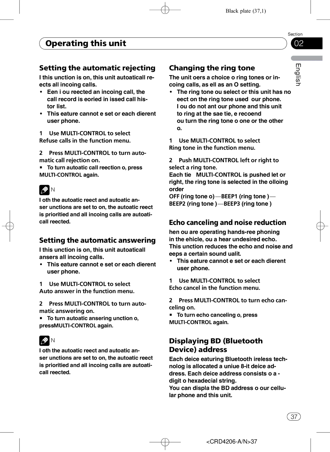 Pioneer DEH-P8950BT Setting the automatic rejecting, Setting the automatic answering, Changing the ring tone 