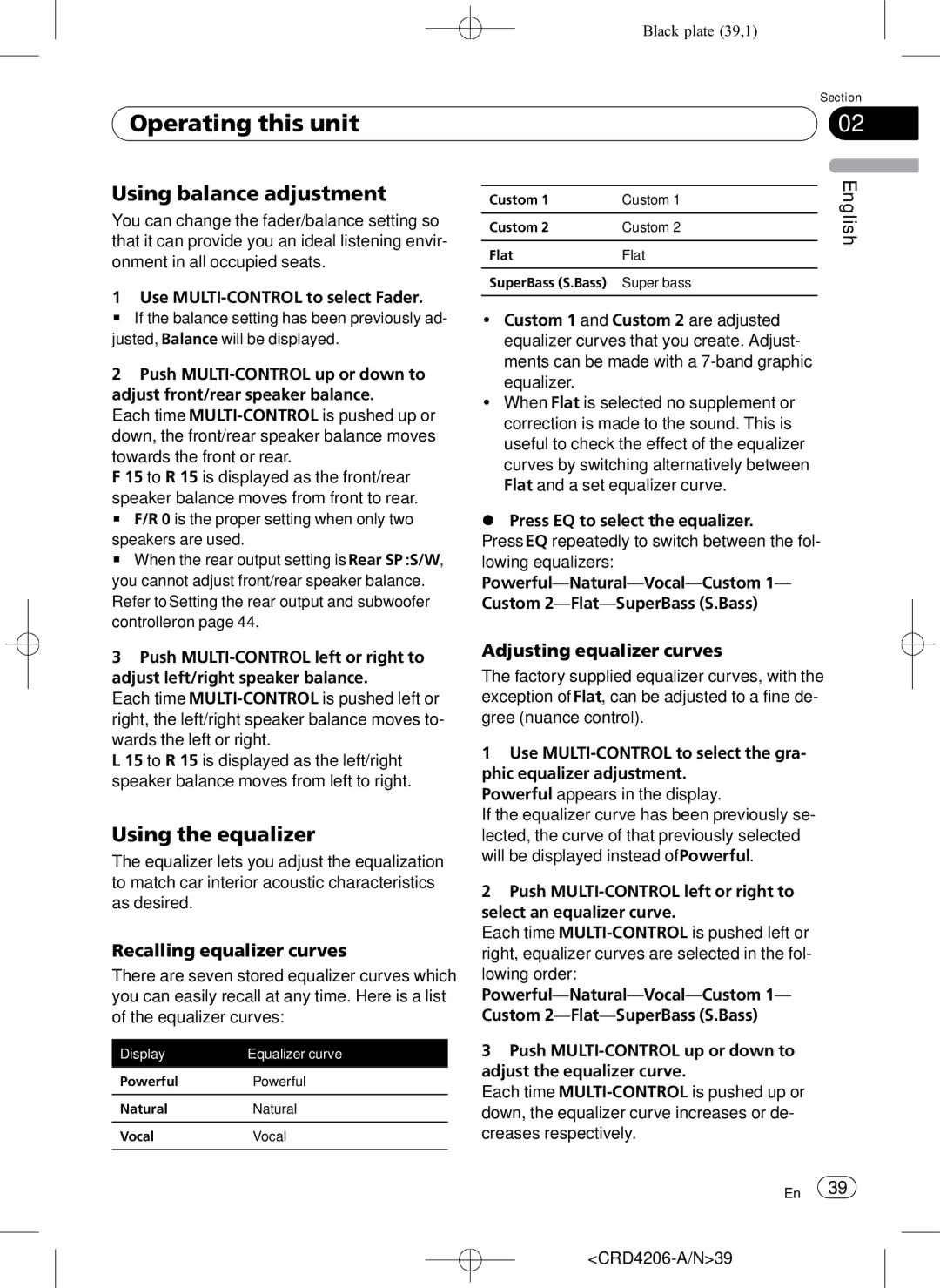 Pioneer DEH-P8950BT Using balance adjustment, Using the equalizer, Recalling equalizer curves, Adjusting equalizer curves 