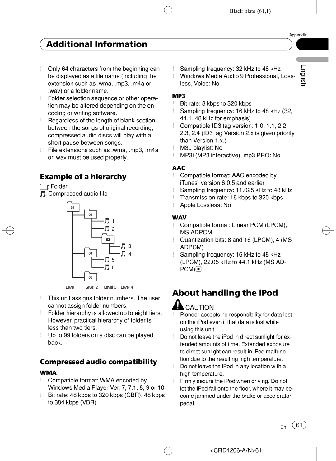 Pioneer DEH-P8950BT operation manual Additional Information, About handling the iPod, Example of a hierarchy 