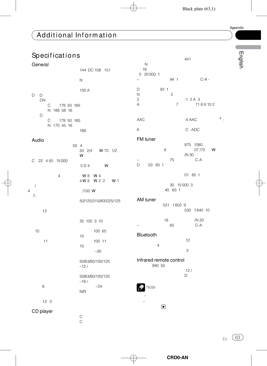 Pioneer DEH-P8950BT operation manual Additional Information Specifications 