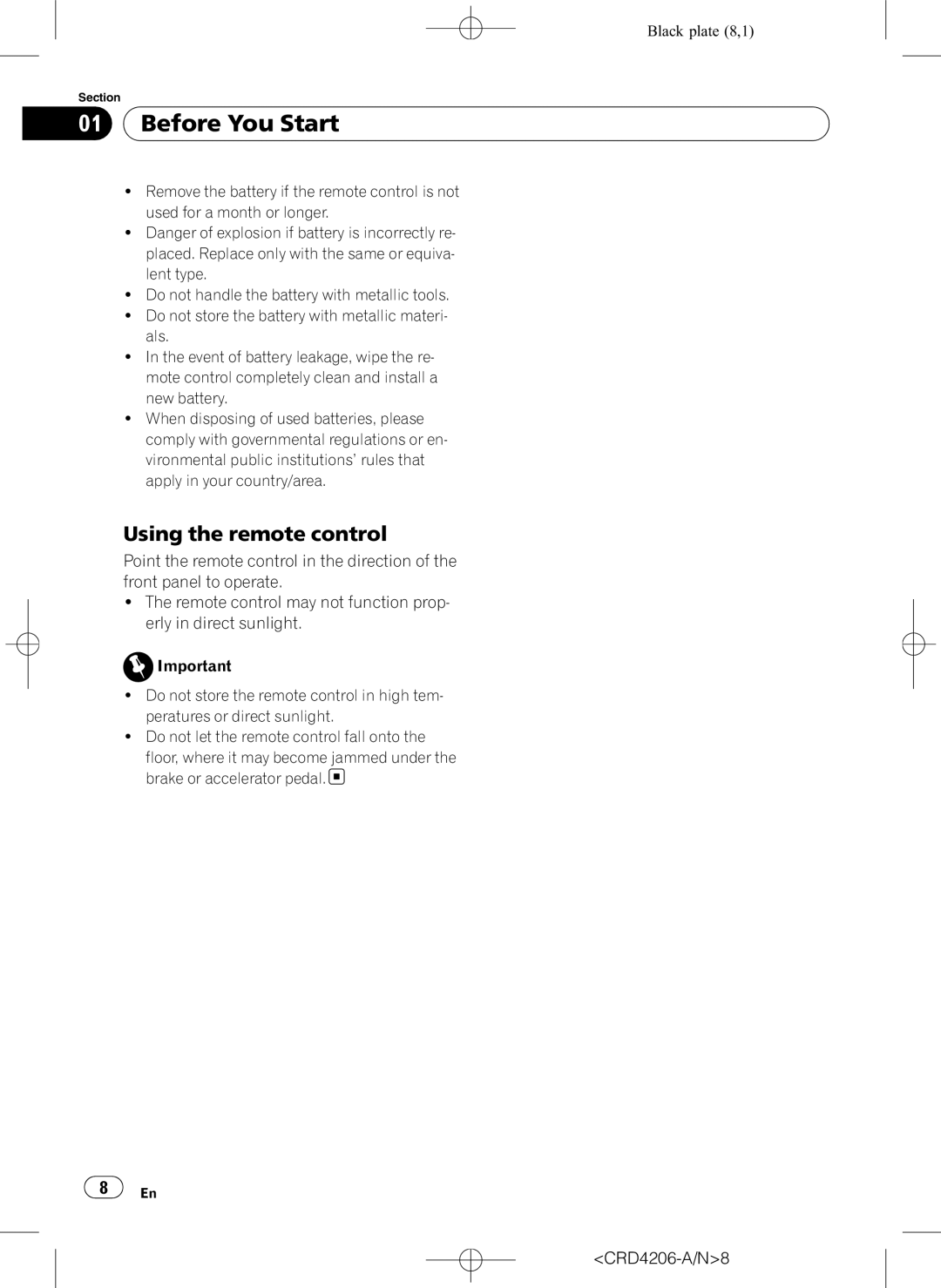 Pioneer DEH-P8950BT operation manual Using the remote control 