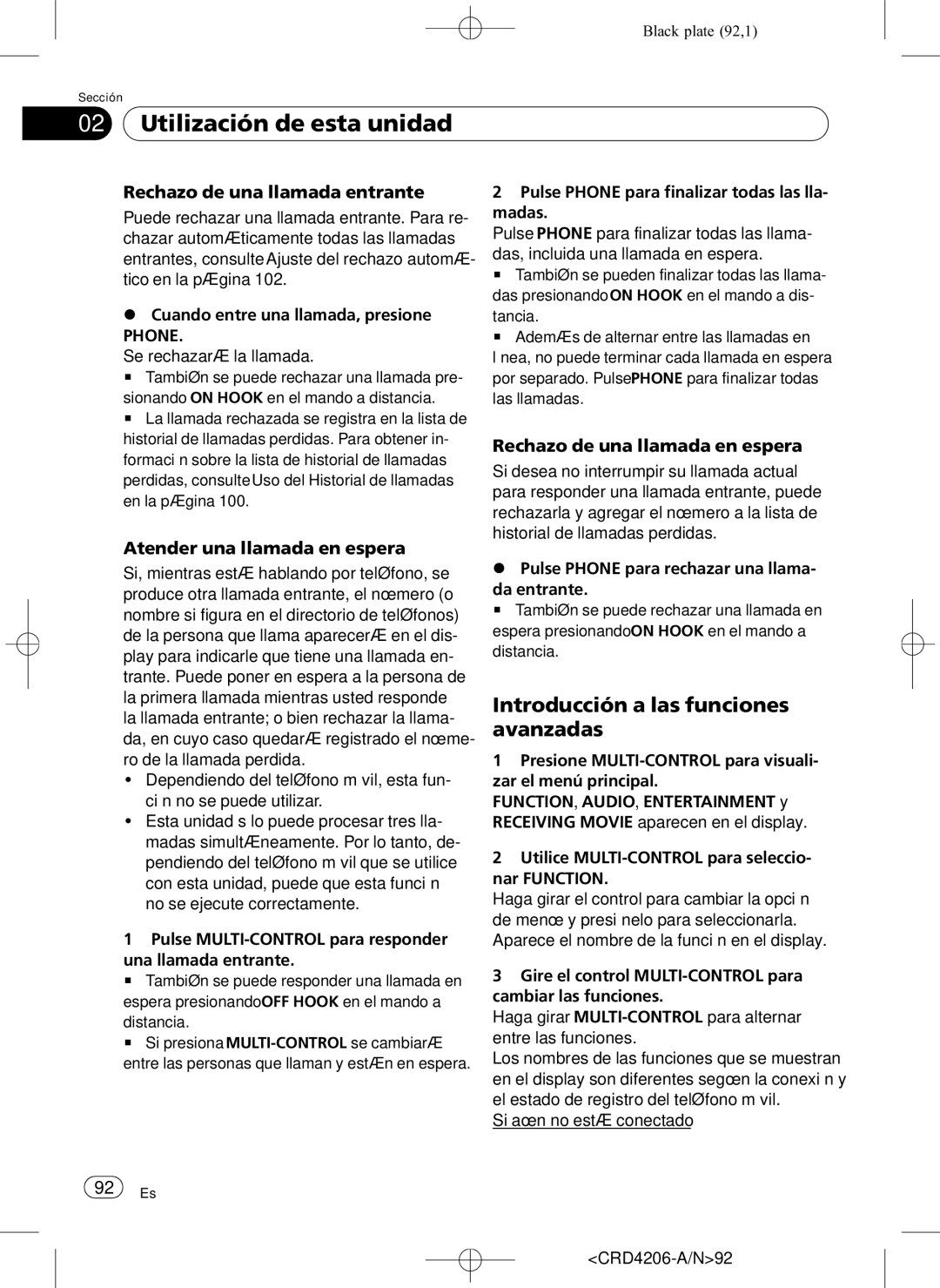 Pioneer DEH-P8950BT Rechazo de una llamada entrante, Atender una llamada en espera, Rechazo de una llamada en espera 