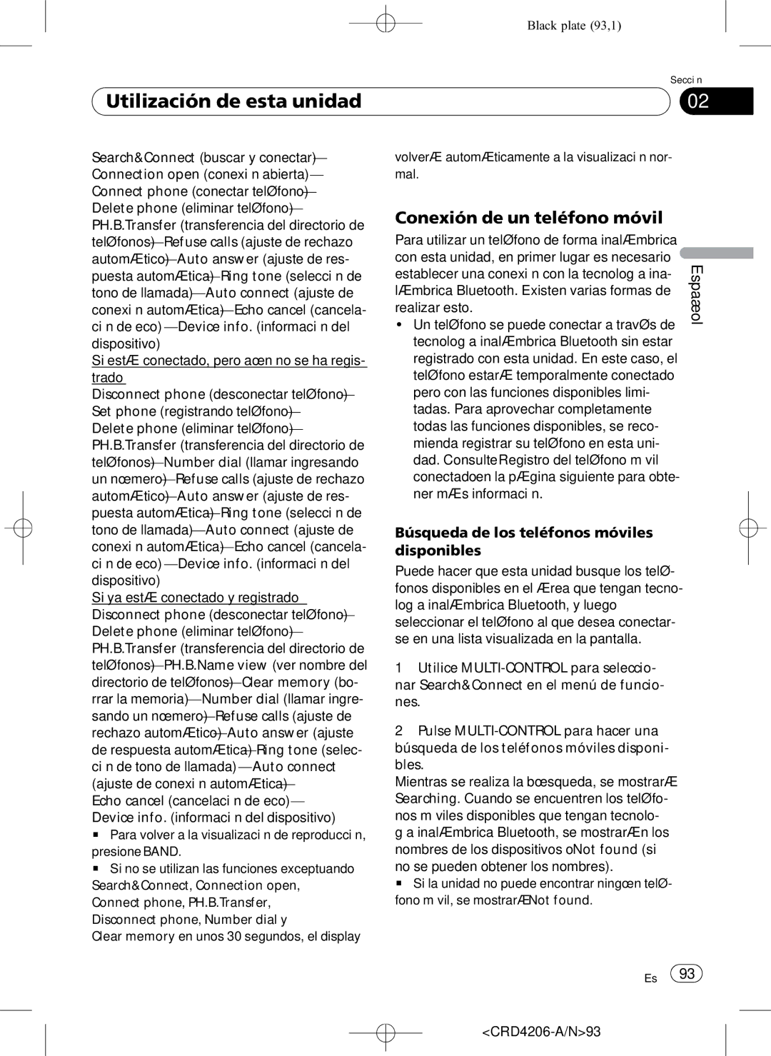 Pioneer DEH-P8950BT operation manual Conexión de un teléfono móvil, Búsqueda de los teléfonos móviles Disponibles 