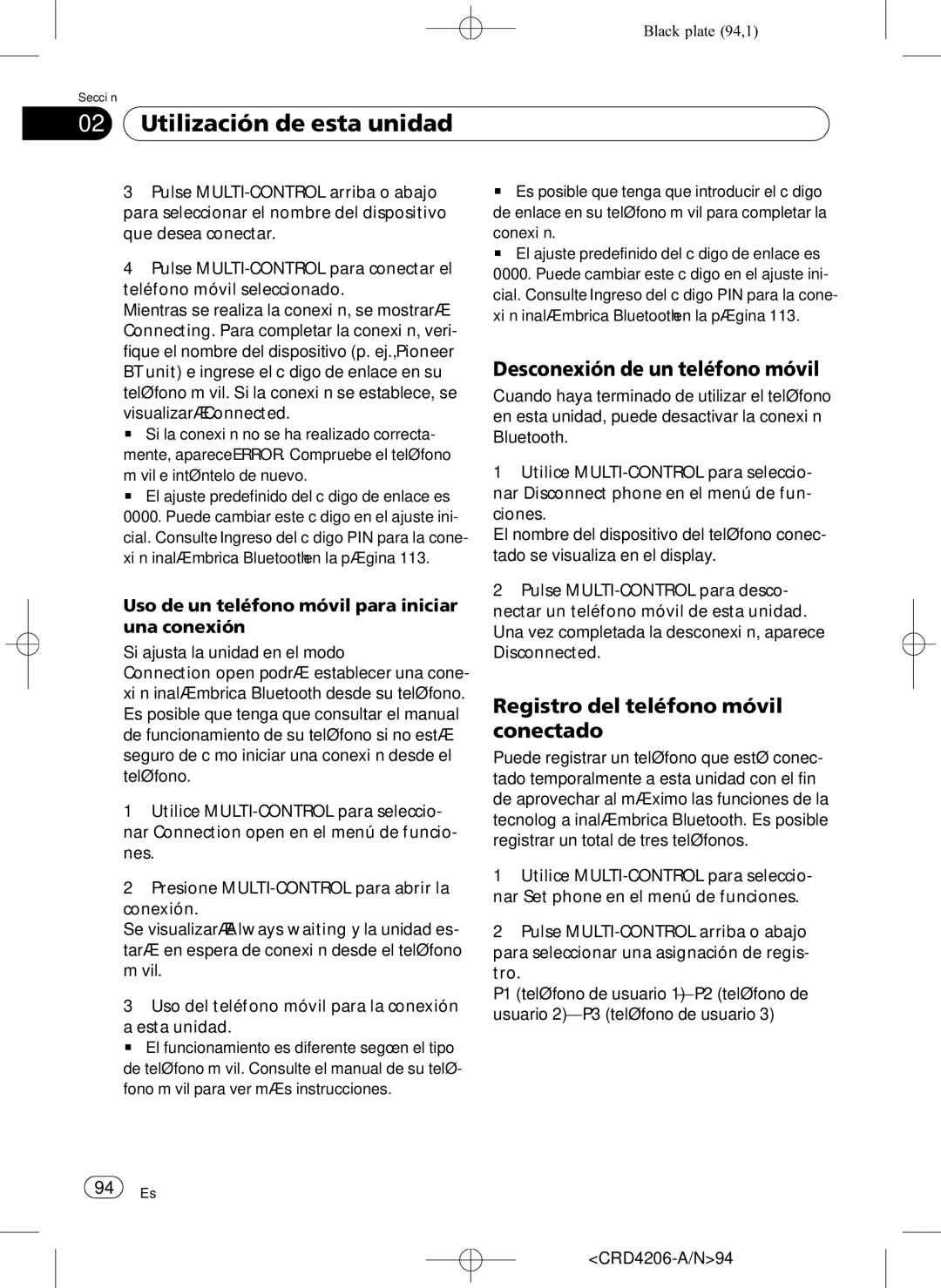 Pioneer DEH-P8950BT Desconexión de un teléfono móvil, Registro del teléfono móvil conectado, Móvil e inténtelo de nuevo 