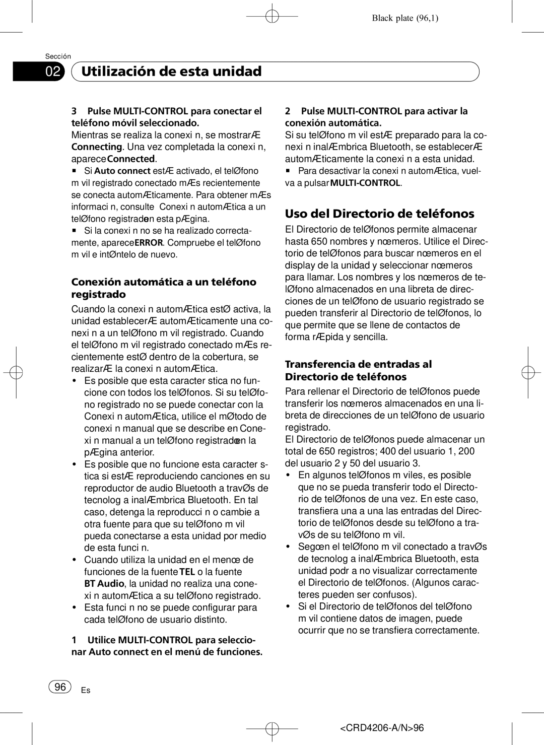 Pioneer DEH-P8950BT operation manual Uso del Directorio de teléfonos, Conexión automática a un teléfono registrado 