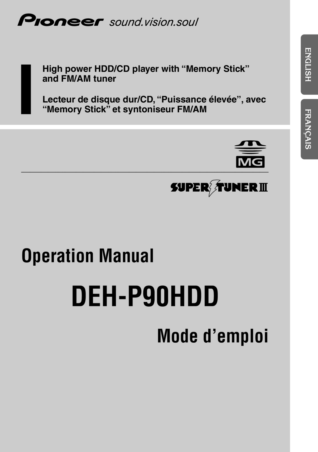 Pioneer DEH-P9100R operation manual DEH-P90HDD 