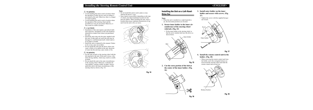 Pioneer DEH-P9100R operation manual Installing the Steering Remote Control Unit 