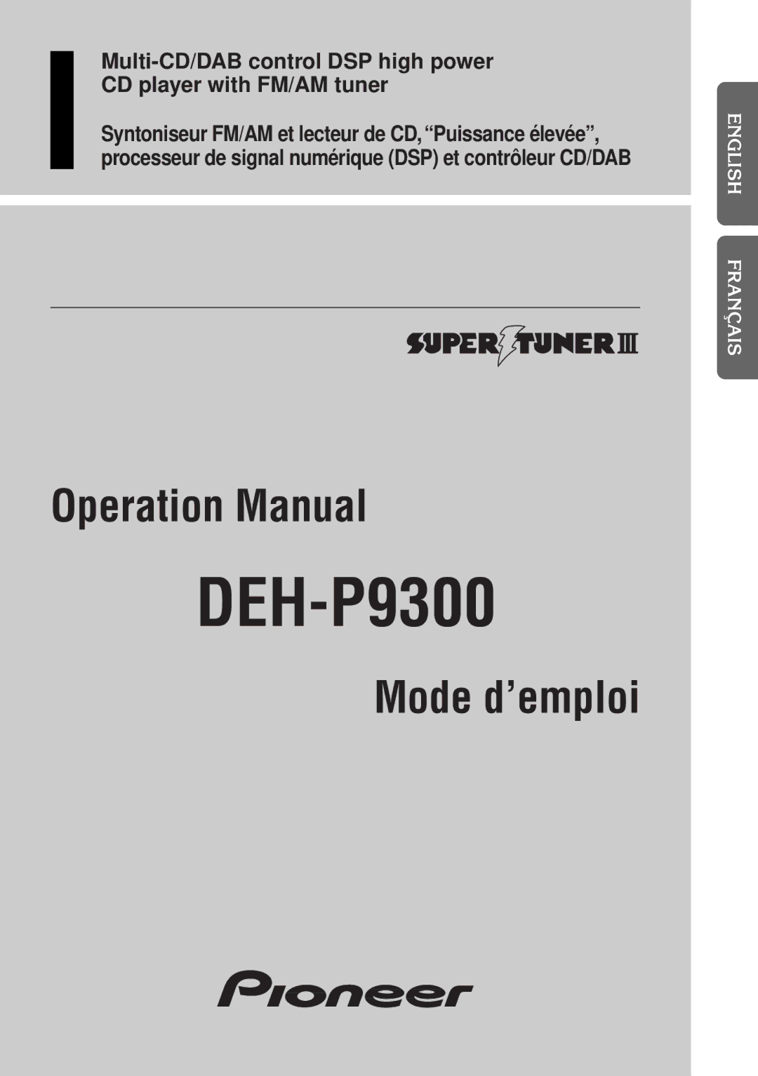 Pioneer DEH-P9300 operation manual 