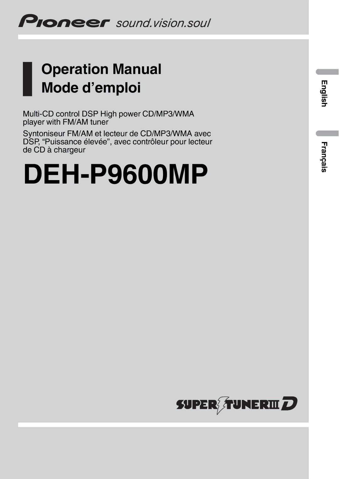 Pioneer DEH-P9600MP operation manual 