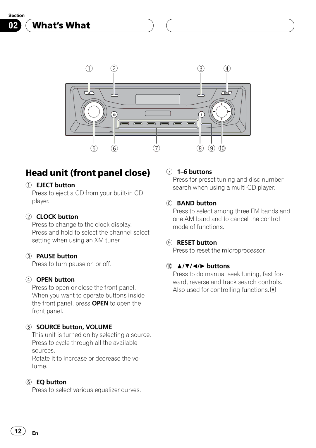 Pioneer DEH-P9600MP operation manual 7 8 9 a 