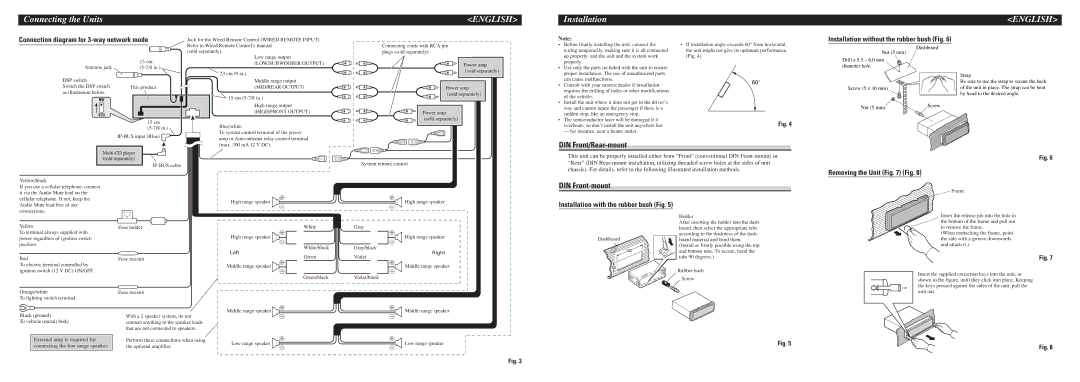 Pioneer DEH-P960MP installation manual DIN Front/Rear-mount, DIN Front-mount 