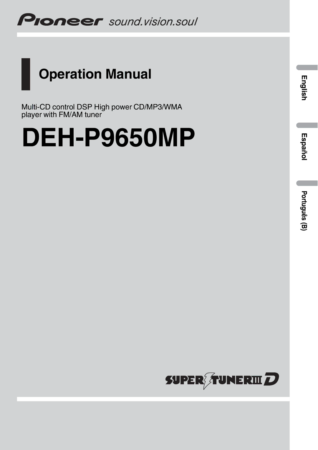 Pioneer DEH-P9650MP operation manual 