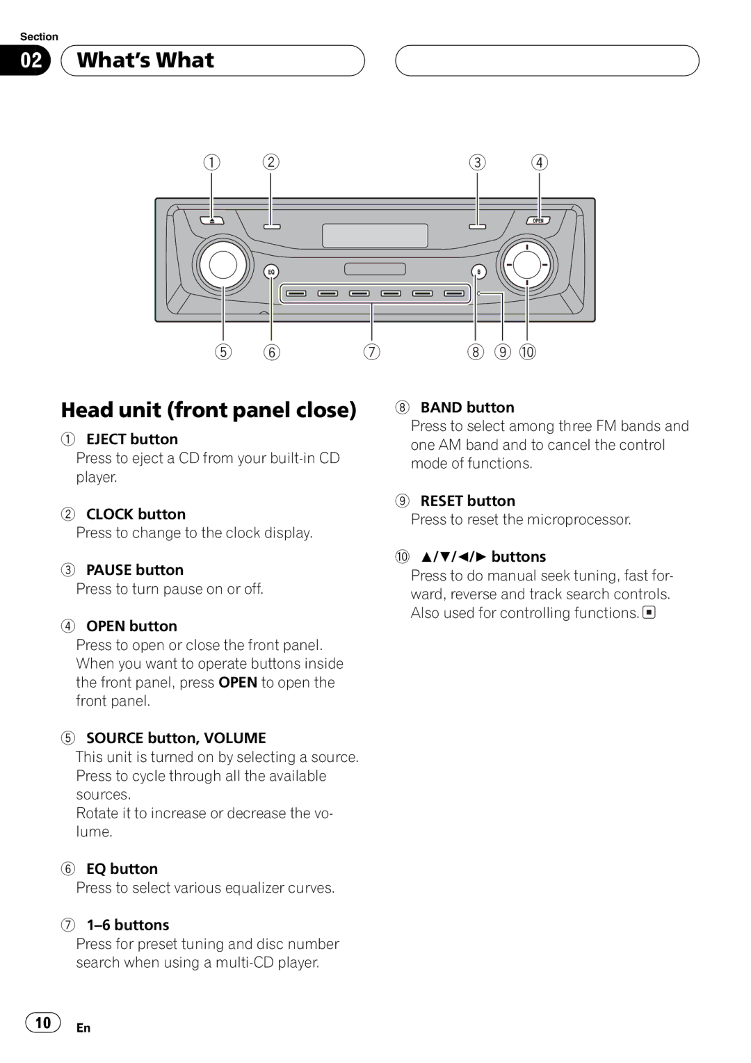 Pioneer DEH-P9650MP operation manual 7 8 9 a 