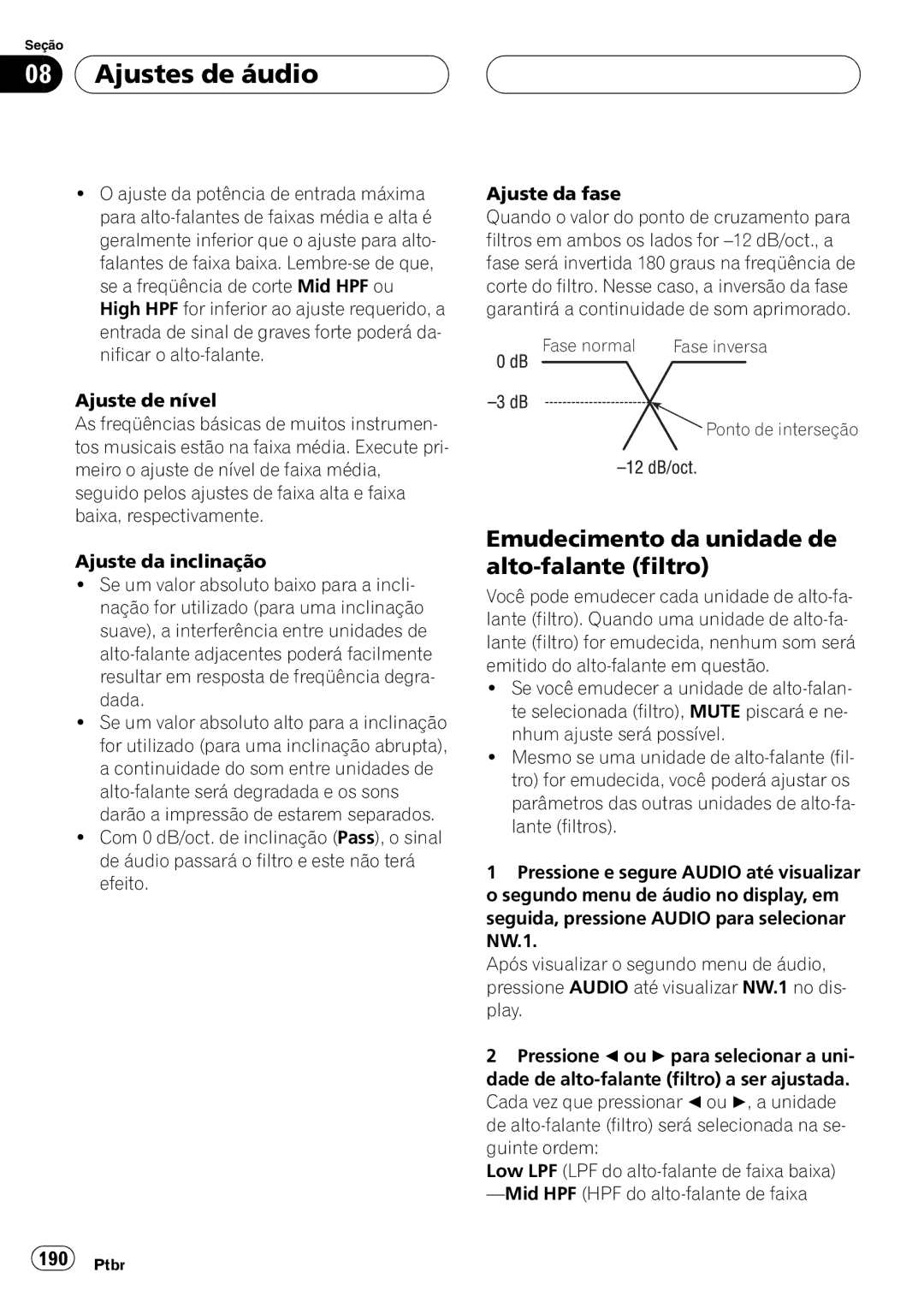 Pioneer DEH-P9650MP operation manual Fase normal 