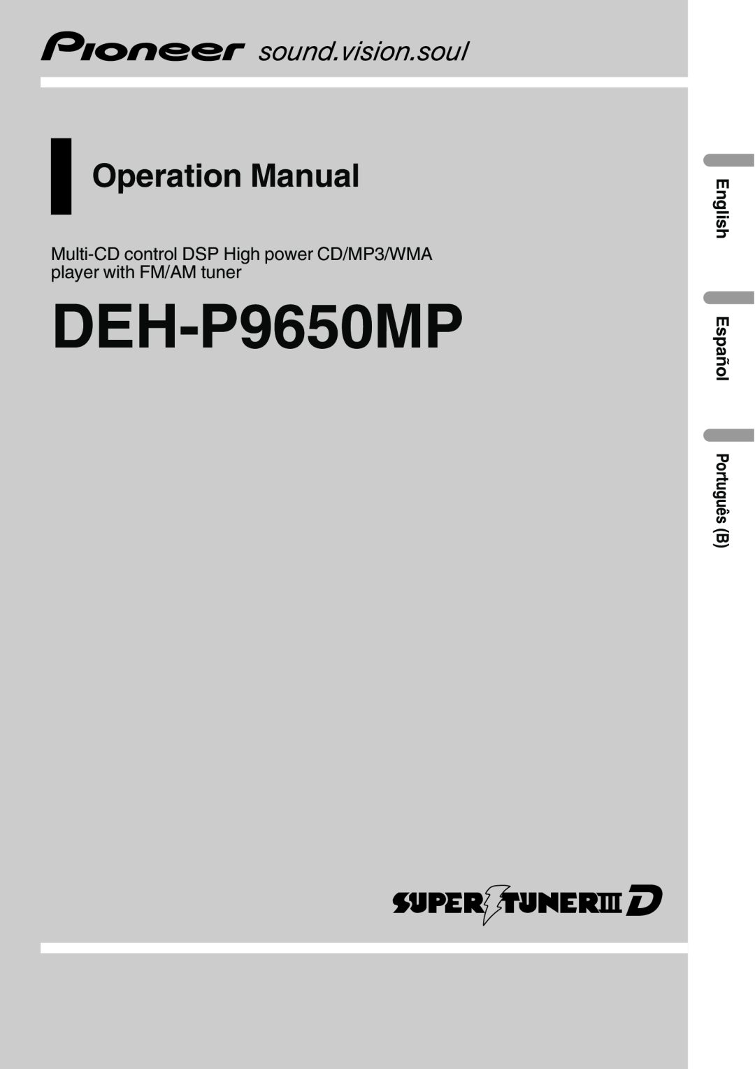 Pioneer DEH-P9650MP operation manual 