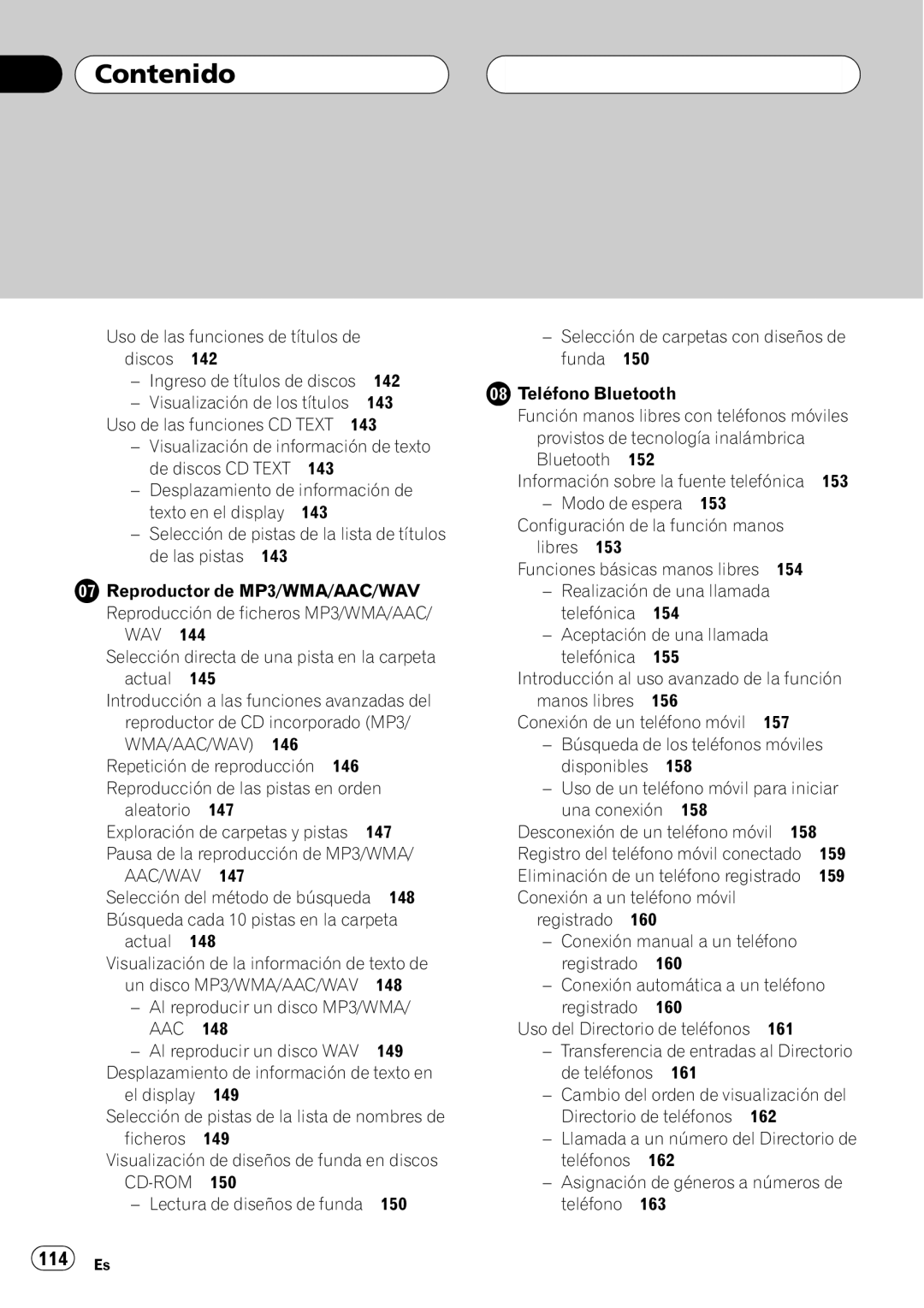 Pioneer DEH-P9800BT operation manual 114 Es 