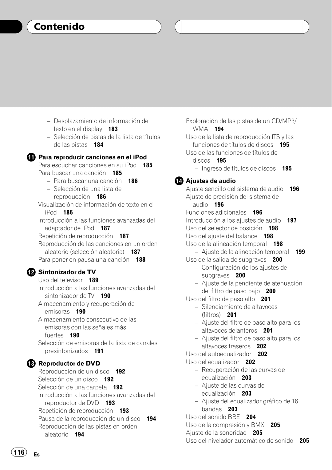 Pioneer DEH-P9800BT operation manual 116 Es 