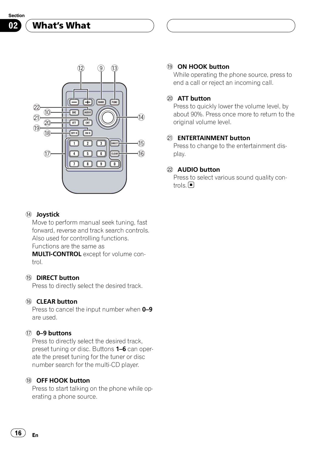 Pioneer DEH-P9800BT operation manual Ak e j, Joystick 