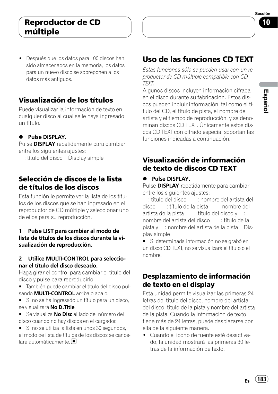 Pioneer DEH-P9800BT Selección de discos de la lista de títulos de los discos, Algunos discos incluyen información cifrada 