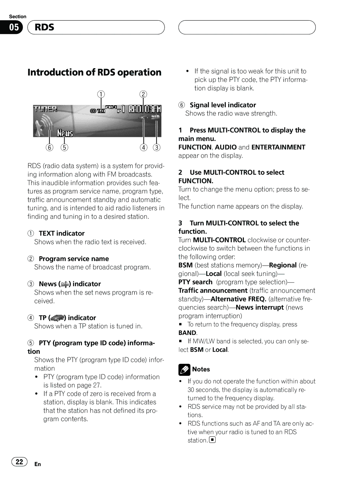 Pioneer DEH-P9800BT operation manual Rds, Introduction of RDS operation 