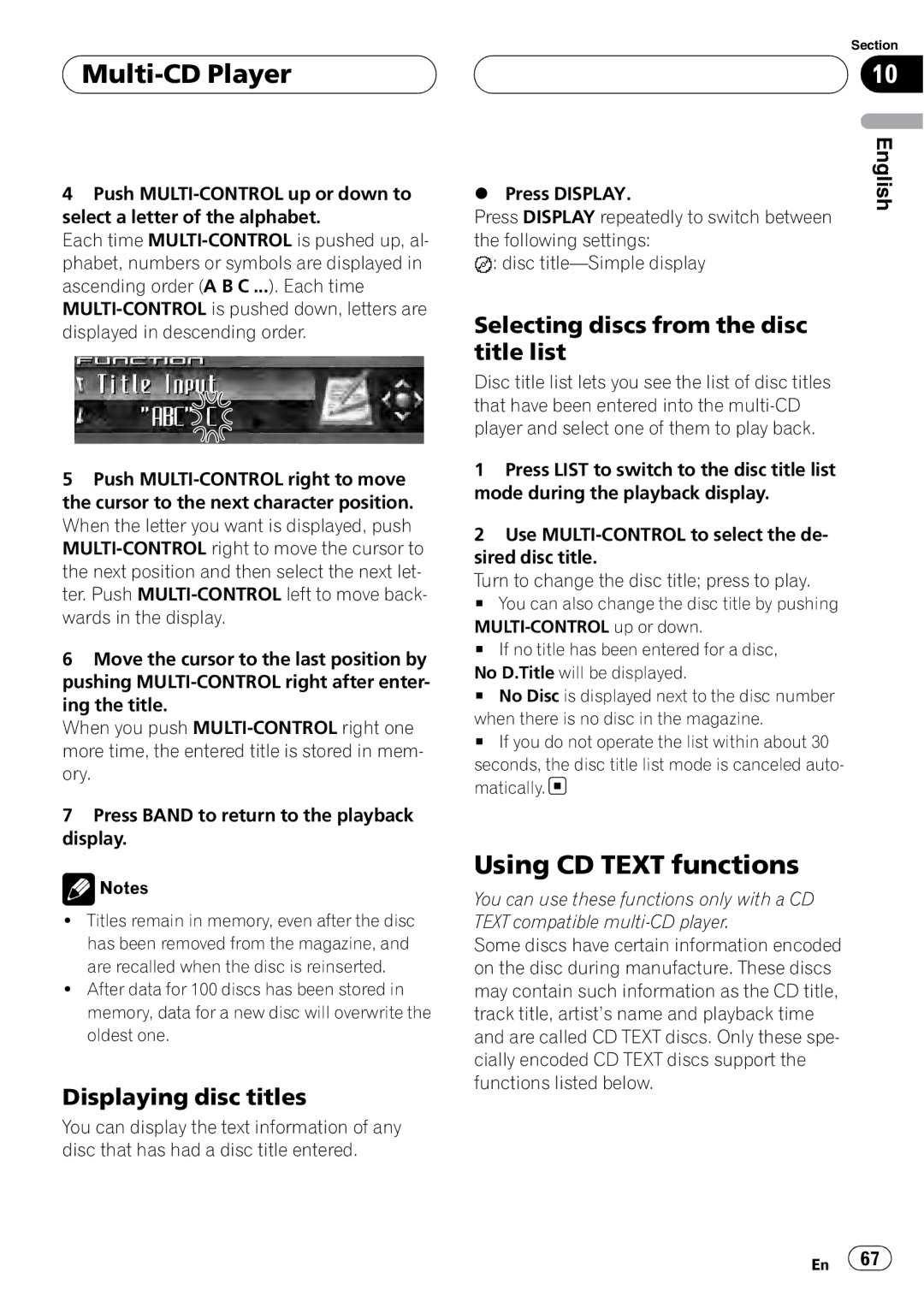 Pioneer DEH-P9800BT operation manual Displaying disc titles, Selecting discs from the disc title list 