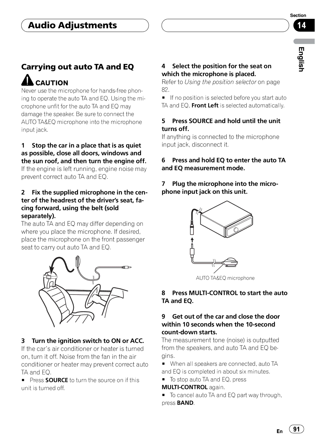 Pioneer DEH-P9800BT operation manual Carrying out auto TA and EQ 