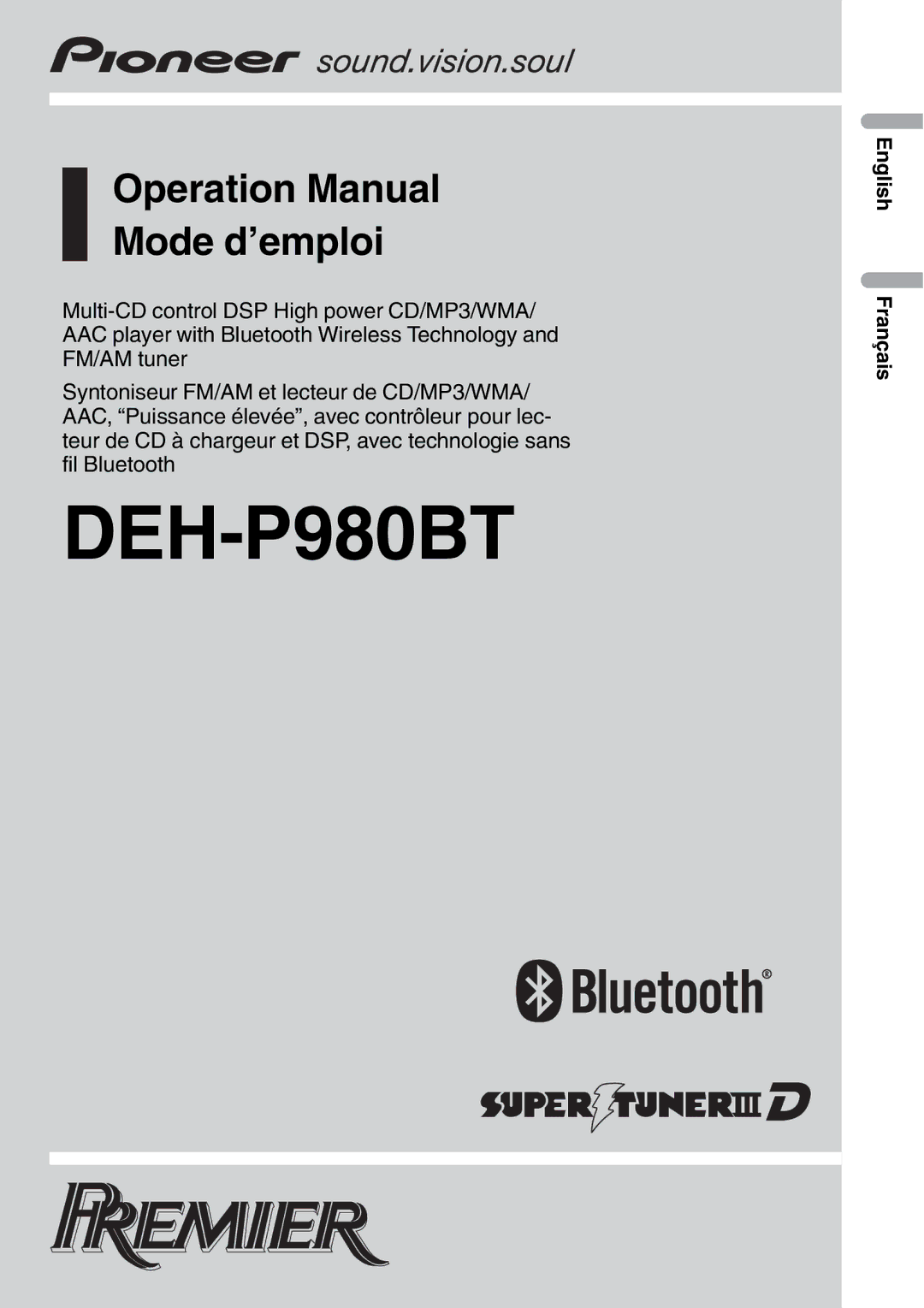 Pioneer DEH-P980BT operation manual 