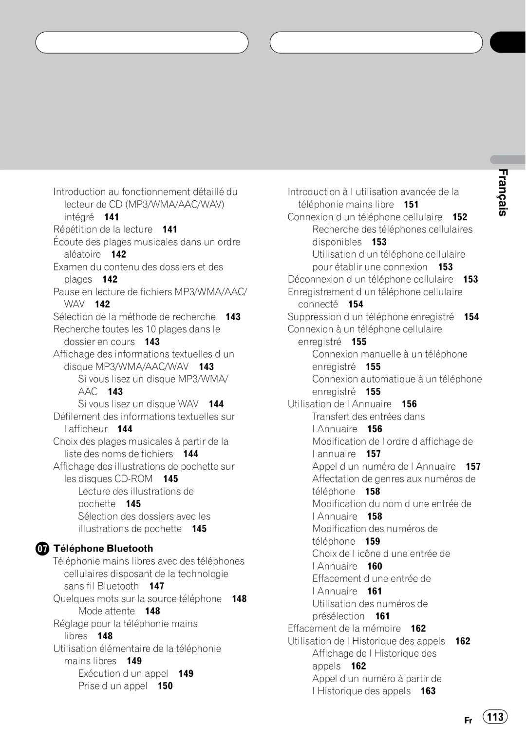 Pioneer DEH-P980BT operation manual Connecté 154 Suppression d’un téléphone enregistré 