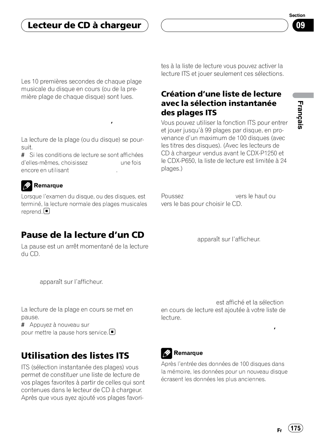 Pioneer DEH-P980BT operation manual Utilisation des listes ITS, Des plages ITS 