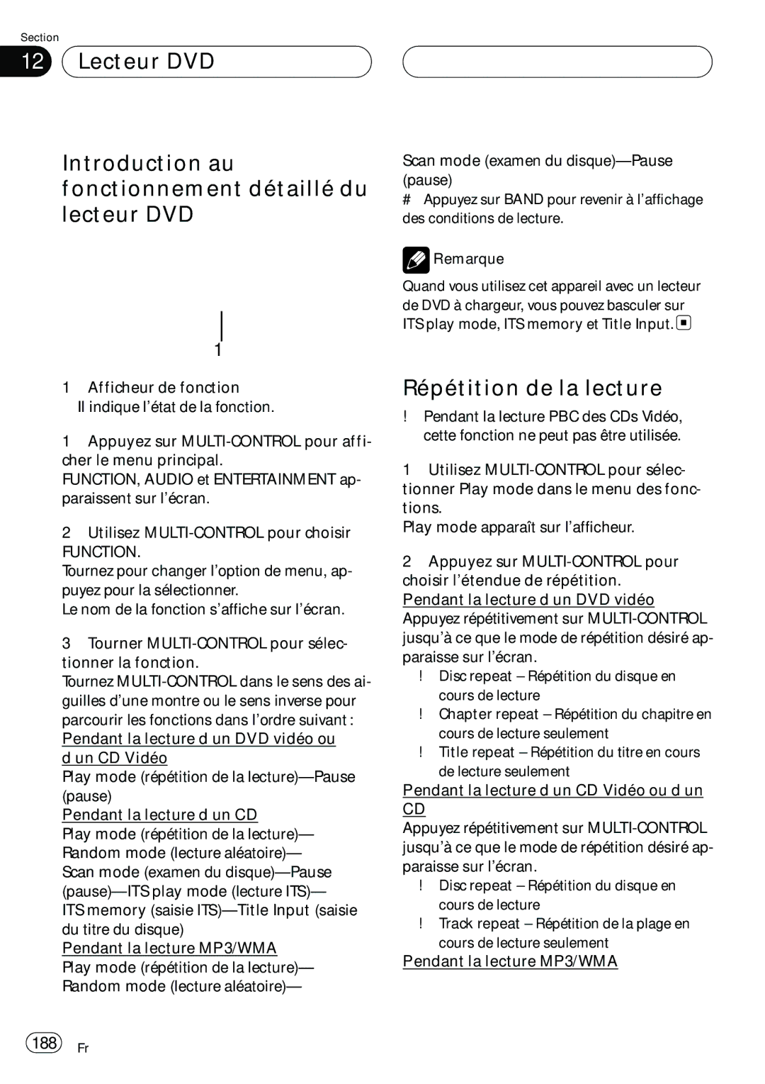 Pioneer DEH-P980BT operation manual 188 Fr, Function 