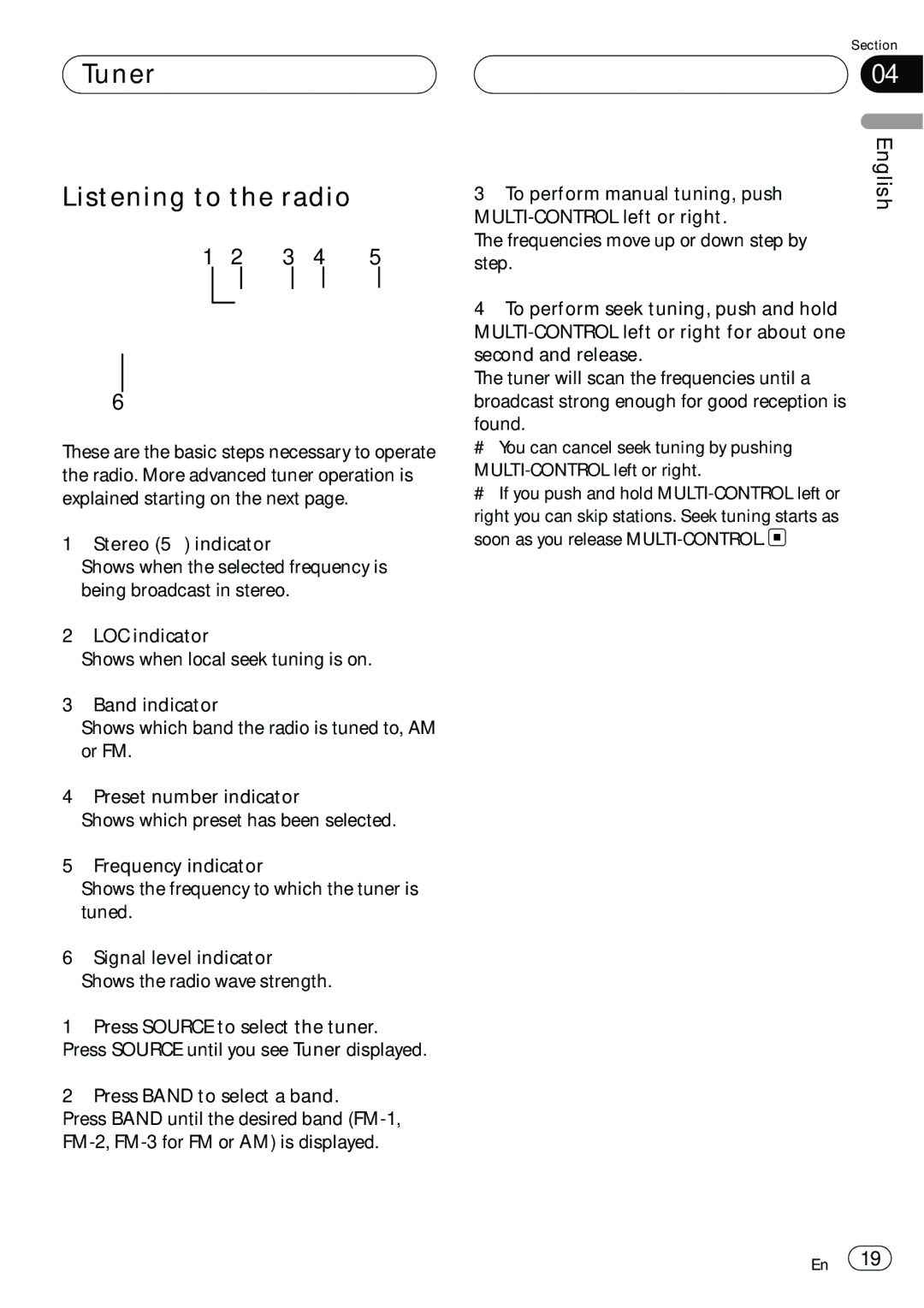 Pioneer DEH-P980BT operation manual Tuner Listening to the radio 