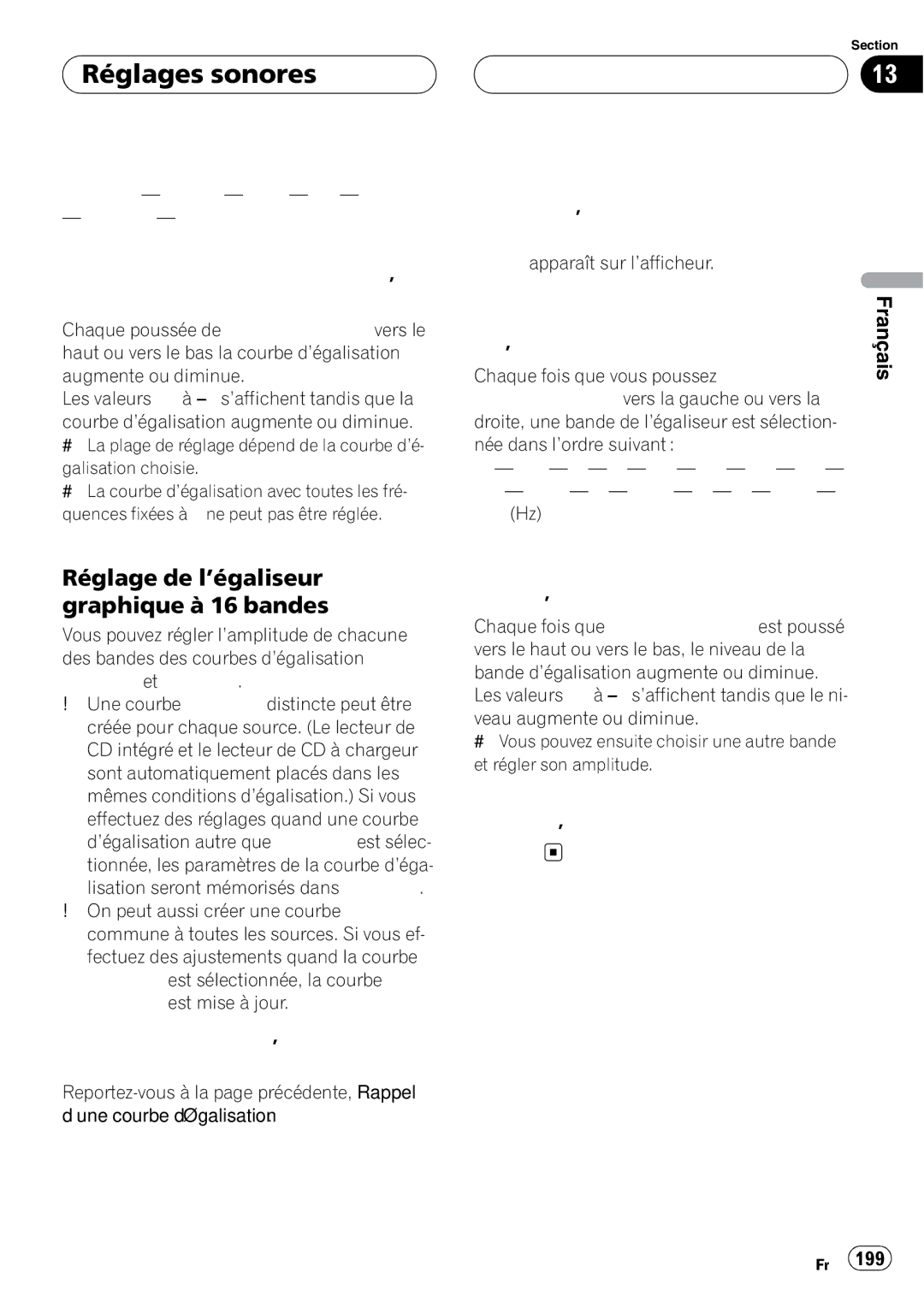 Pioneer DEH-P980BT operation manual Réglage de l’égaliseur graphique à 16 bandes 