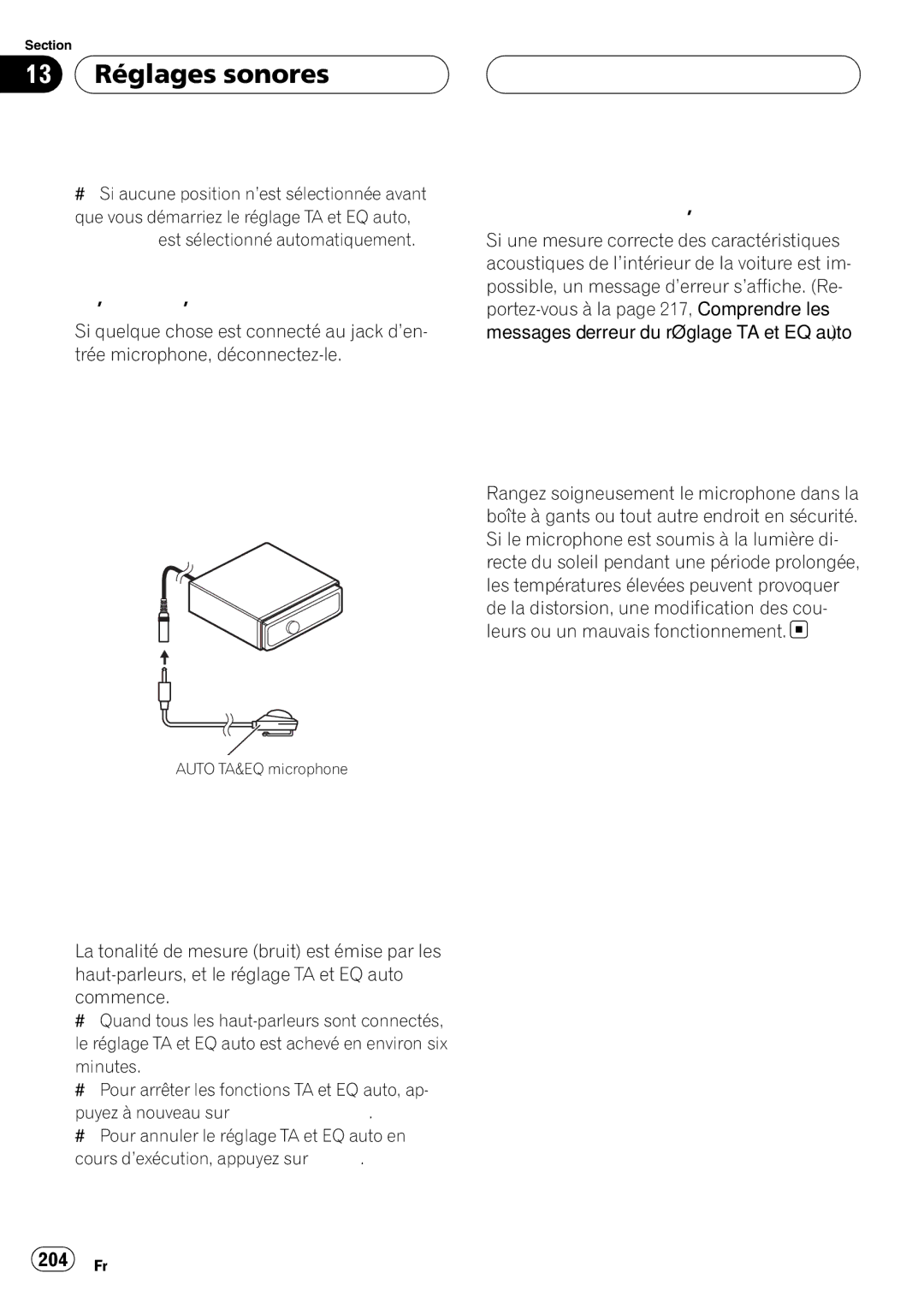 Pioneer DEH-P980BT operation manual 13 Réglages sonores, 204 Fr 