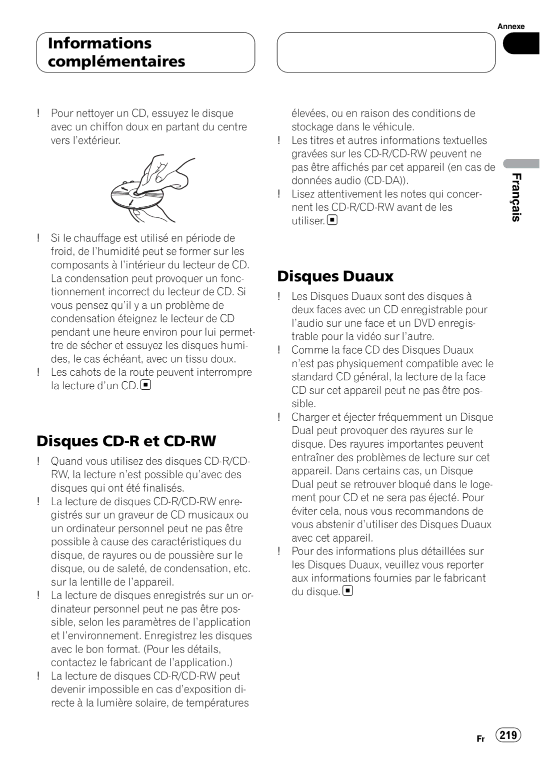 Pioneer DEH-P980BT operation manual Disques CD-R et CD-RW, Disques Duaux 