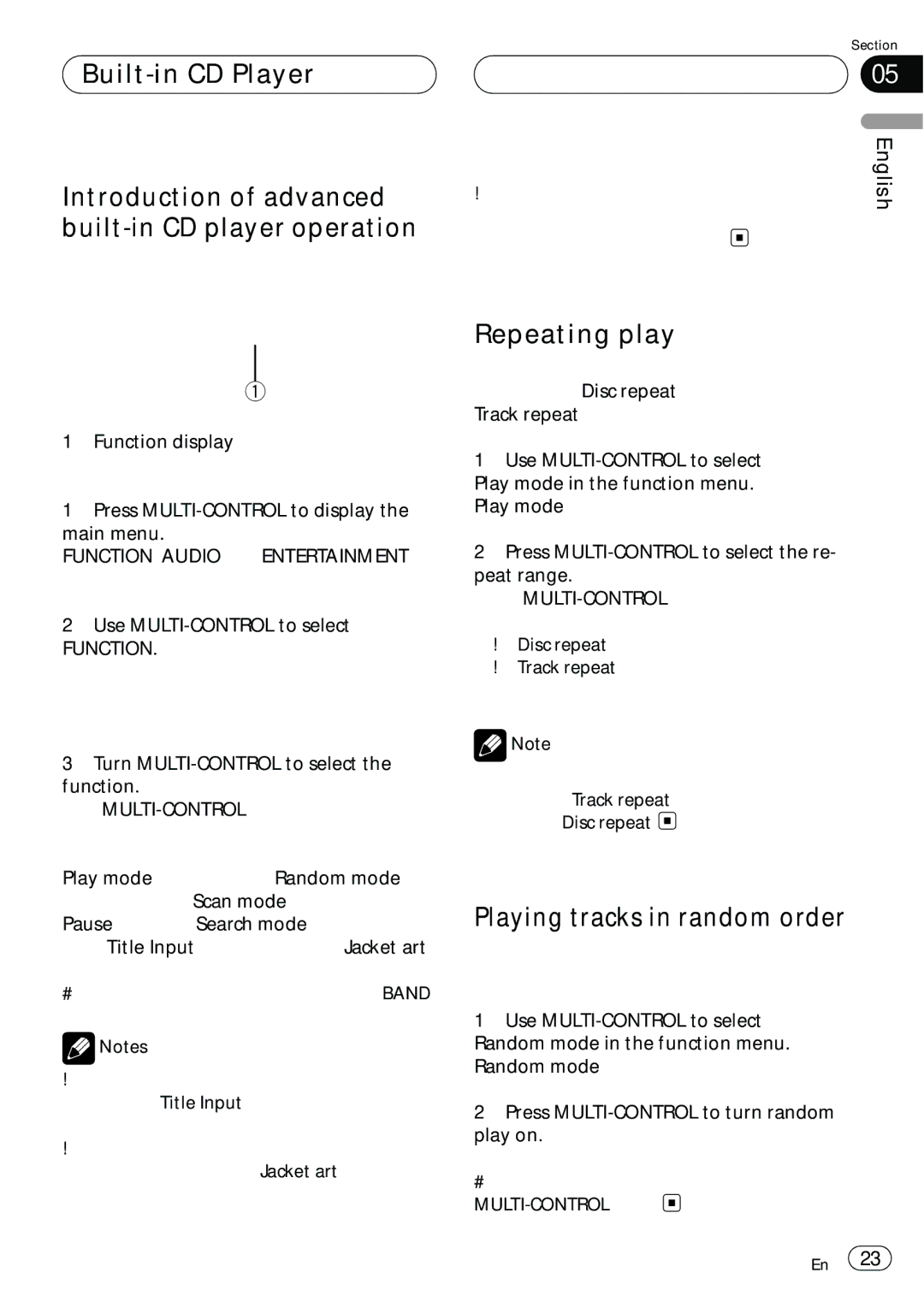 Pioneer DEH-P980BT operation manual Repeating play, Playing tracks in random order 