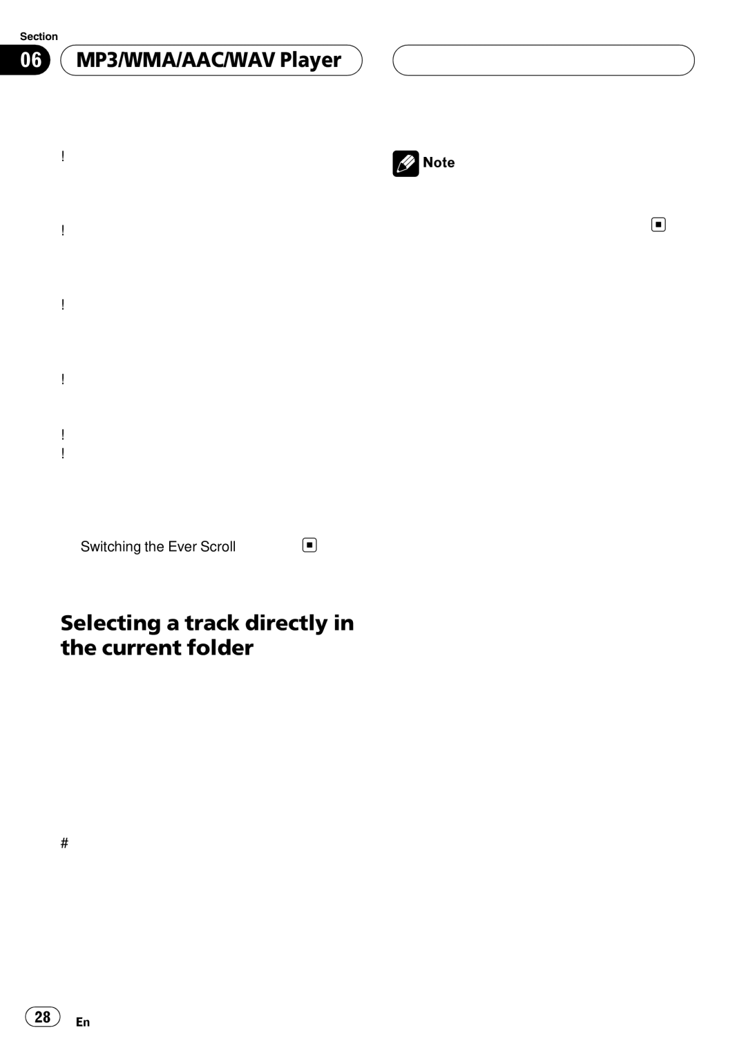 Pioneer DEH-P980BT operation manual 06 MP3/WMA/AAC/WAV Player, Selecting a track directly in the current folder 