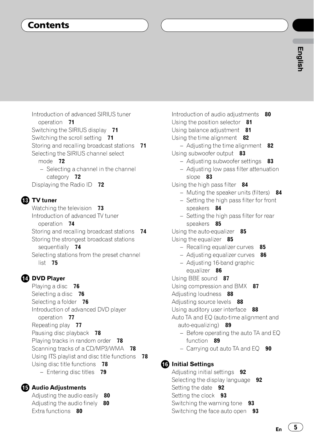 Pioneer DEH-P980BT operation manual Introduction of advanced Sirius tuner Operation, Adjusting source levels 