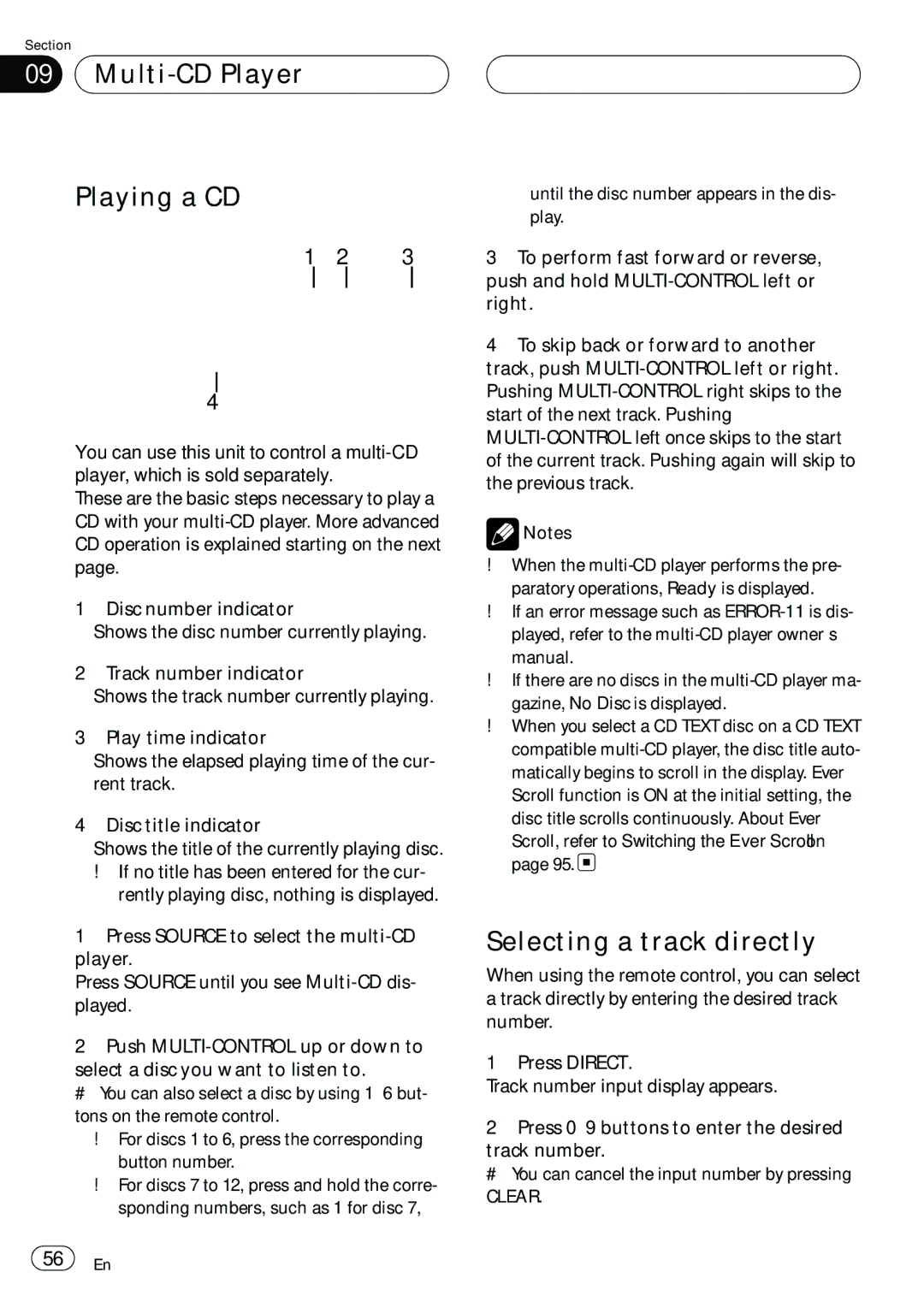 Pioneer DEH-P980BT operation manual Multi-CD Player Playing a CD, Scroll, refer to Switching the Ever Scroll on 