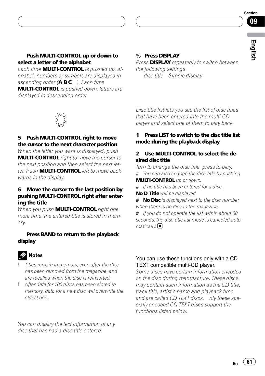 Pioneer DEH-P980BT operation manual Displaying disc titles, Selecting discs from the disc title list 