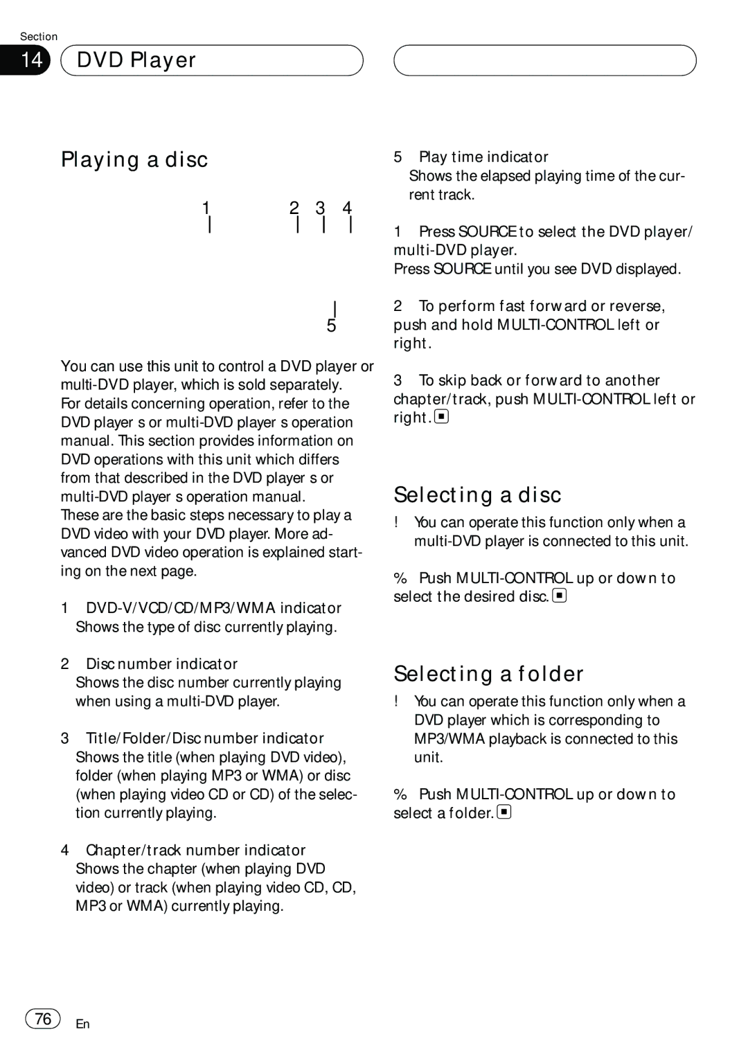 Pioneer DEH-P980BT operation manual DVD Player Playing a disc, Selecting a disc, Selecting a folder 