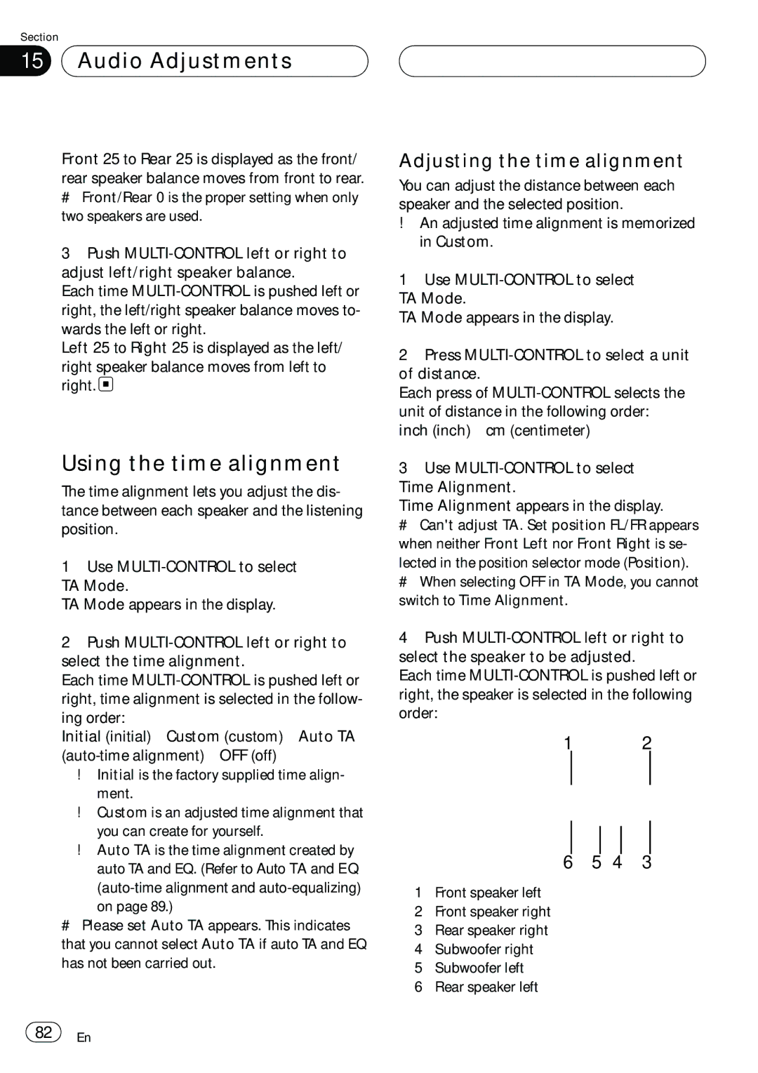 Pioneer DEH-P980BT operation manual Using the time alignment, Adjusting the time alignment 