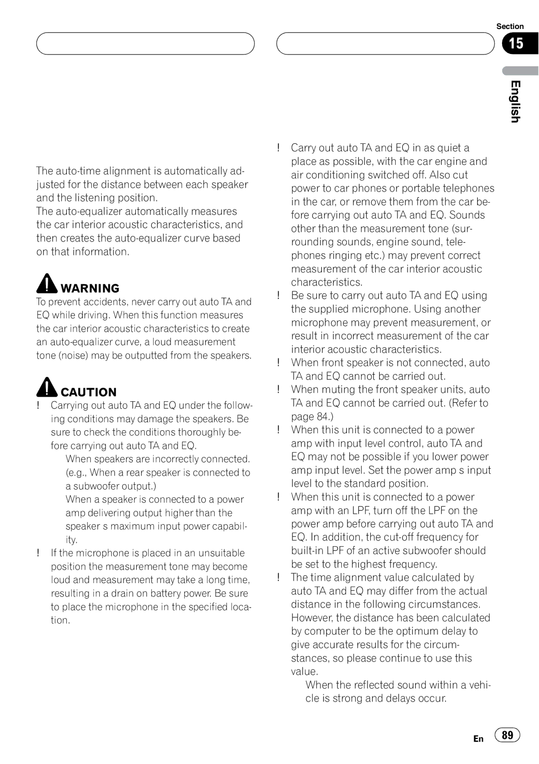 Pioneer DEH-P980BT operation manual Before operating the auto TA, EQ function 