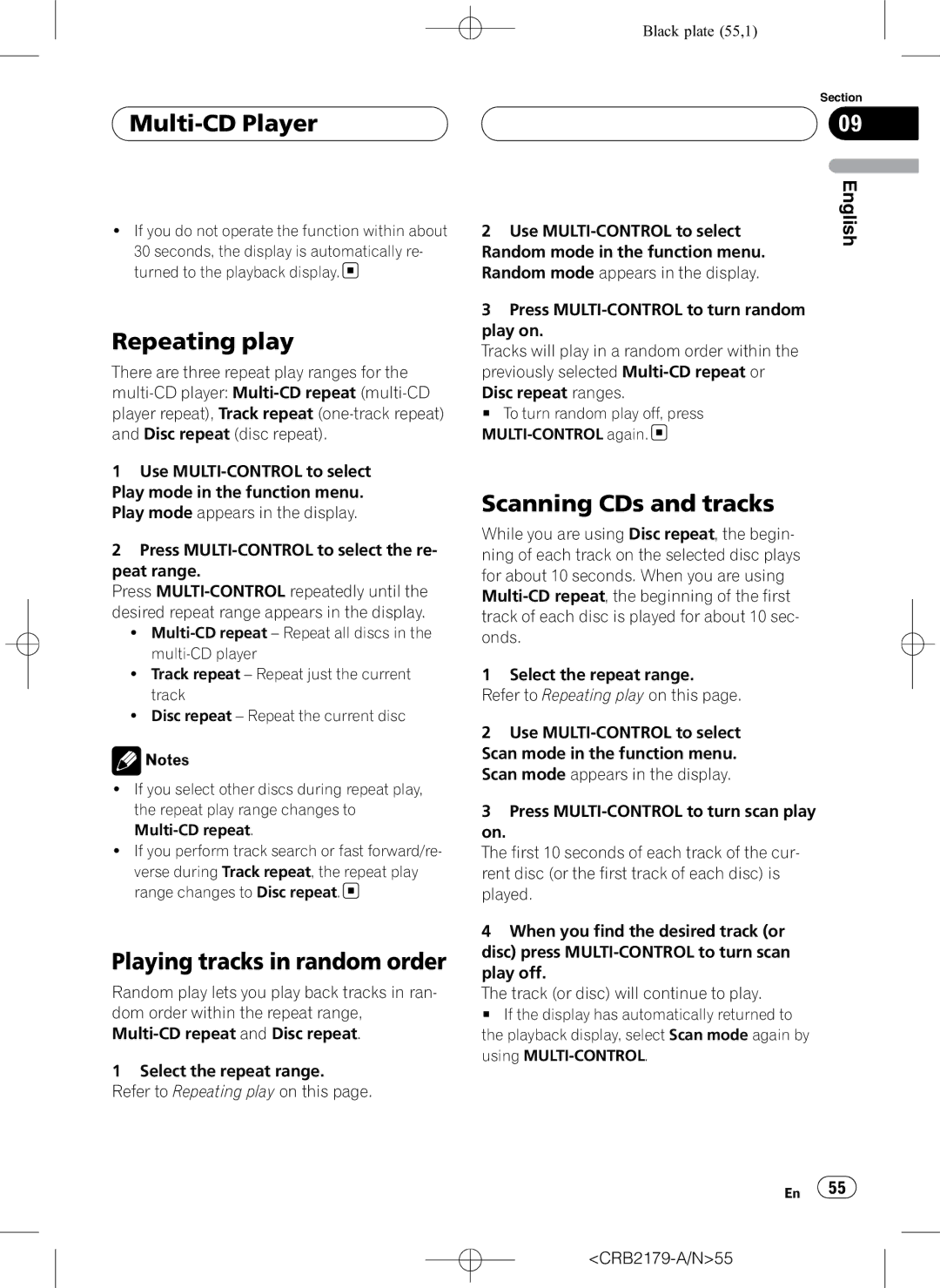 Pioneer DEH-P9850BT operation manual Repeating play, Scanning CDs and tracks 