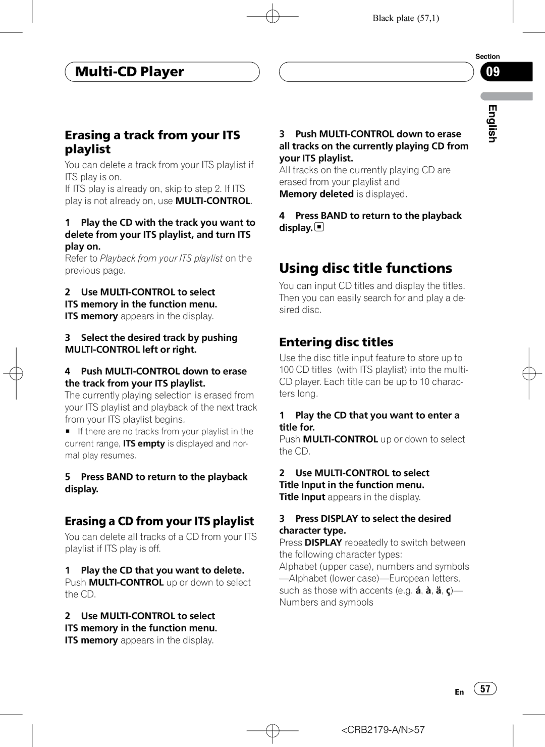 Pioneer DEH-P9850BT operation manual Erasing a track from your ITS playlist, Erasing a CD from your ITS playlist 