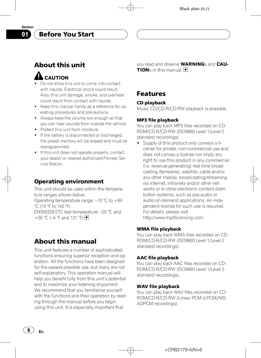 Pioneer DEH-P9850BT operation manual Before You Start About this unit, About this manual, Features, Operating environment 