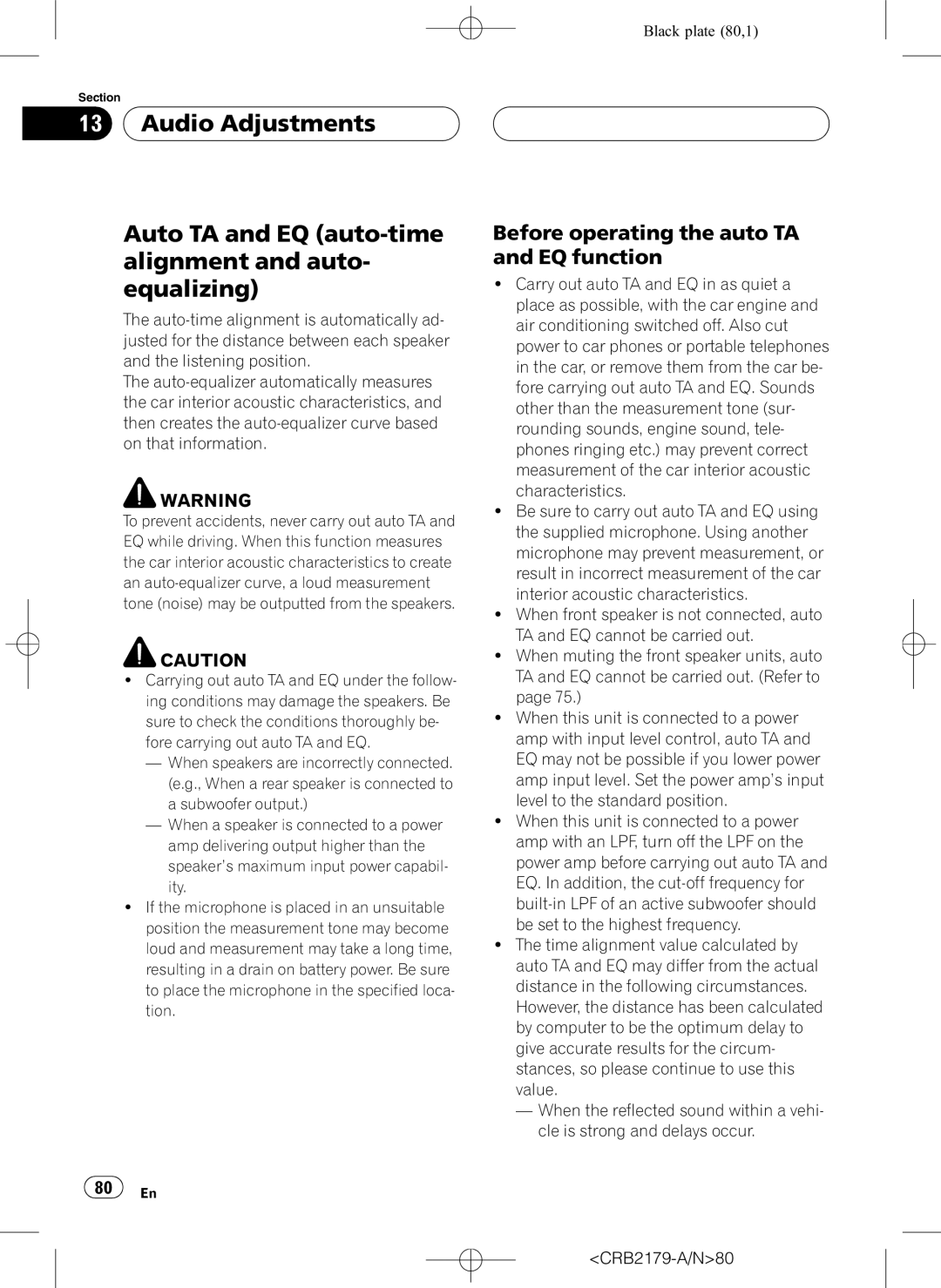 Pioneer DEH-P9850BT operation manual Before operating the auto TA and EQ function 