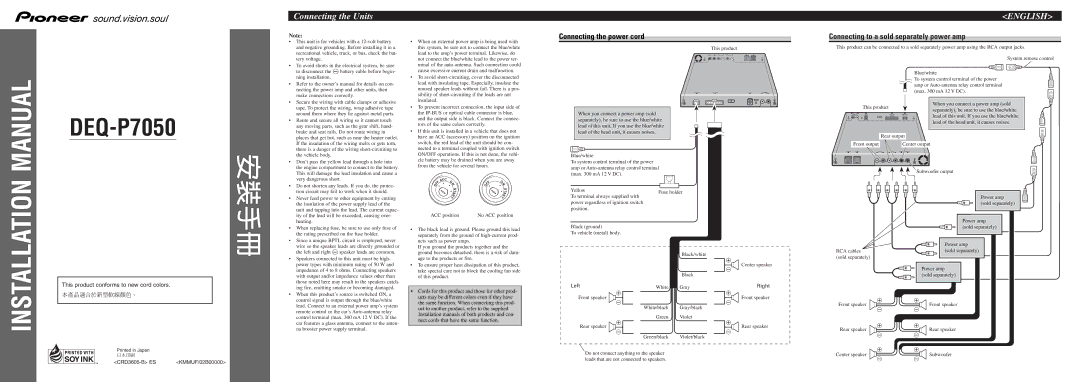 Pioneer DEQ-P7050 installation manual This unit is for vehicles with a 12-volt battery, Tery voltage, Ning installation 