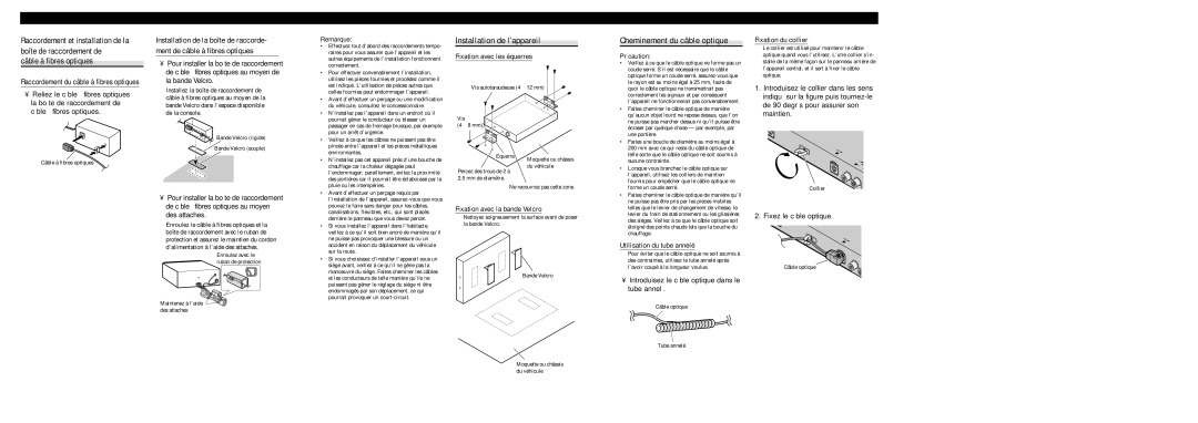 Pioneer DEQ-P8000 installation manual Câble à fibres optiques, Installation de l’appareil, Cheminement du câble optique 